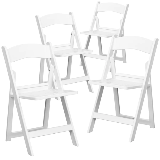 Hercules Series 1000 lb. Capacity White Resin Folding Chair with Slatted Seat
