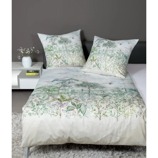 Milano White/Blue/Green Cotton 100 TC Duvet Cover Set