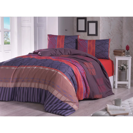 Spitler Maroon/White/Blue Duvet Cover Set