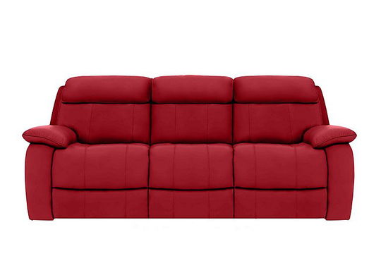 Moreno 3 Seater Leather Manual Recliner Sofa - Red- World of Leather