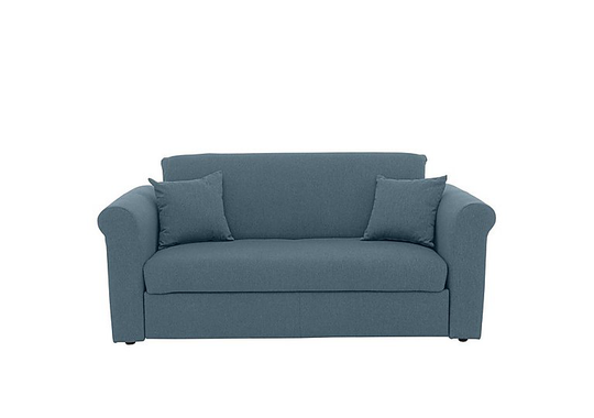 Versatile Small 2 Seater Fabric Sofa Bed with Scroll Arms