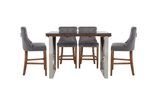 Chennai Bar Table and 4 Bar Stools Dining Set - Grey
