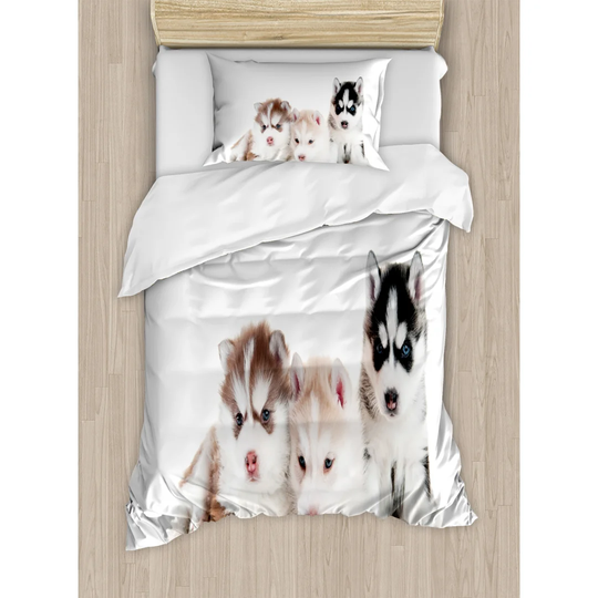 Schneider White/Black/Brown 100% Brushed Microfibre Duvet Cover Set