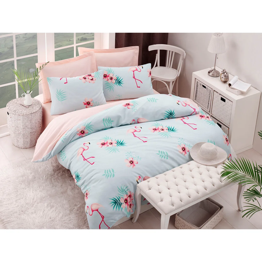 Estep Mint/Pink 120 TC Duvet Cover Set