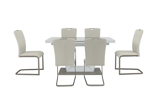 Bianco Small Extending Dining Table and 6 Chairs Dining Set - White