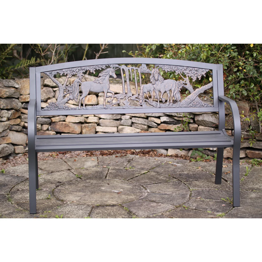 Unicorn Themed Steel and Cast Iron Bench