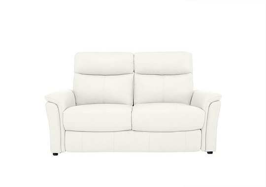 Compact Collection Piccolo 2 Seater Leather Static Sofa - White- World of Leather