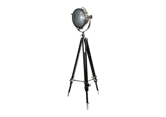Culinary Concepts - Rolls Headlamp Floor Lamp with Black Wood Tripod - Black
