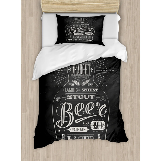 Nueva Black/Beige 100% Microfibre 260 TC Duvet Cover Set