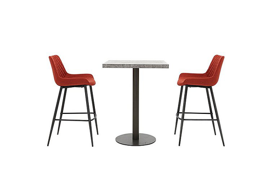 Moon Bar Table and 2 Rocket Bar Stools - Red