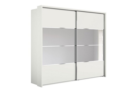 Wiemann - Oakland 260cm Sliding 2 Door Wardrobe with Passe-Partout Frame and Crystal Mirror - White