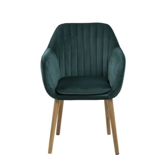 Saster Emerald Green Upholstered Chair On Oak Legs