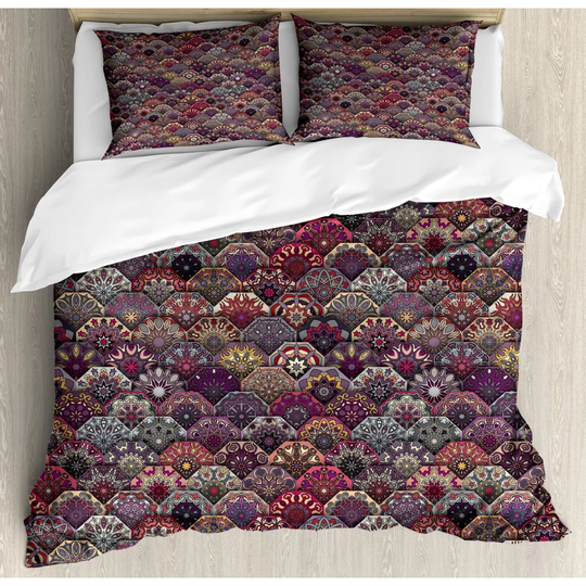 Plattsburg Pink/Red Microfibre 350 TC Duvet Cover Set