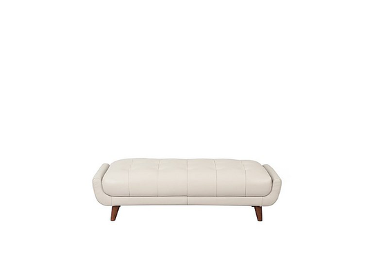 Rene Large Leather Footstool - Cream
