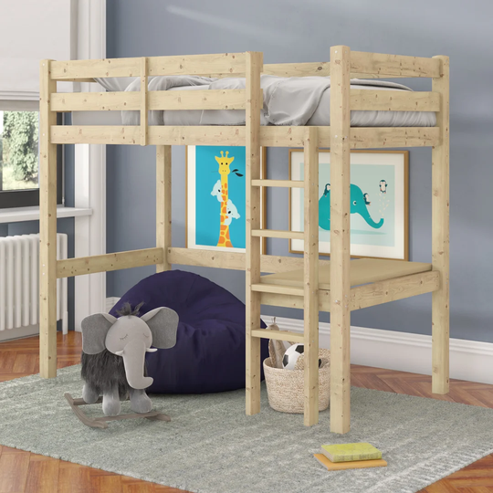 Solid Wood High Sleeper Bunk Bed with Built-in-Desk by Just Kids