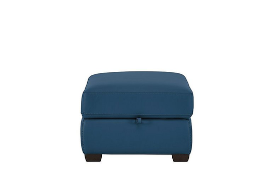 Chicago Leather Storage Stool - Blue- World of Leather