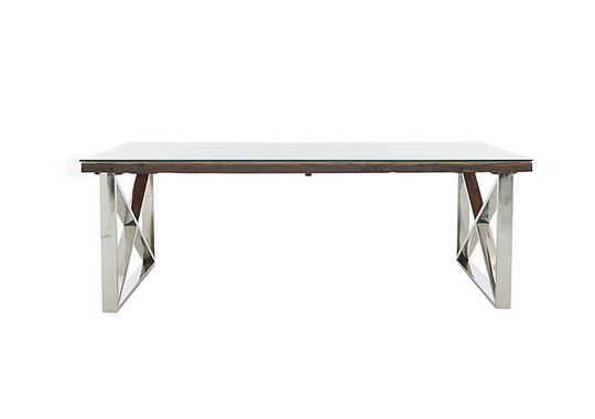 Chennai Dining Table with X-Shaped Legs - 220-cm - Brown