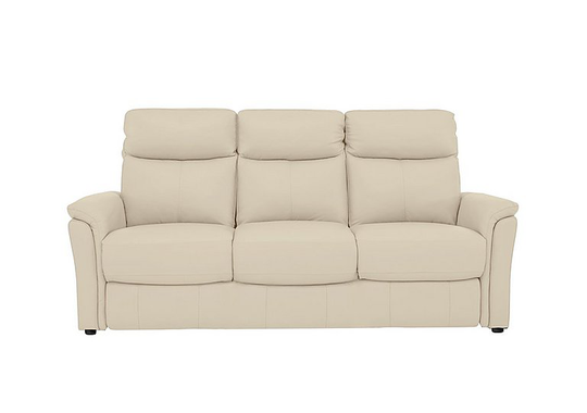 Compact Collection Piccolo 3 Seater Leather Static Sofa - Beige- World of Leather