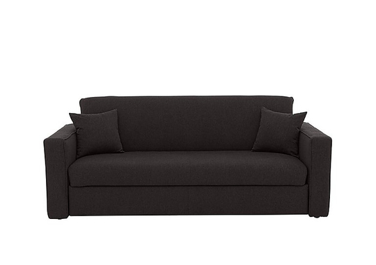 Versatile 3 Seater Fabric Sofa Bed with Box Arms - Black