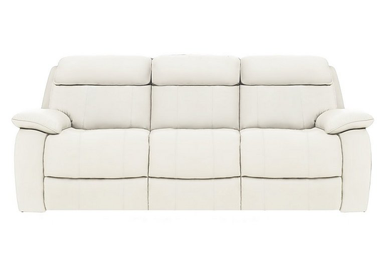 Moreno 3 Seater Leather Power Recliner Sofa with Power Headrests - White- World of Leather