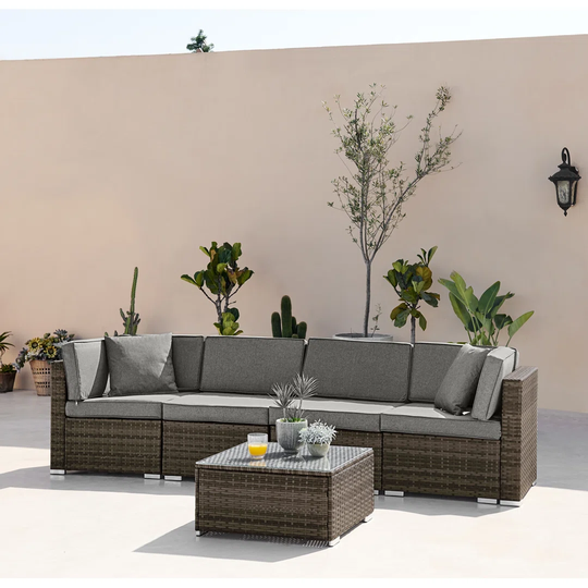 Miacomet Outdoor Modular Sofa and Table Set PE Rattan For Modern Minimalist Gardens And Patios