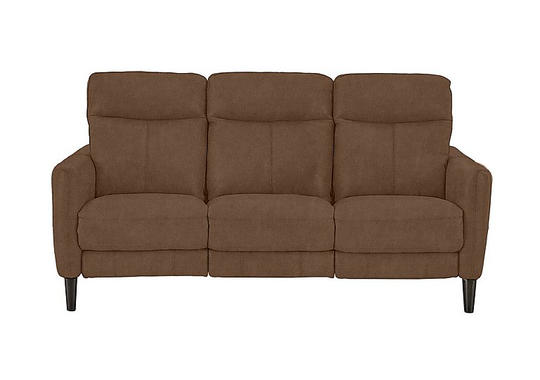 Compact Collection Petit 3 Seater Fabric Power Recliner Sofa - Brown