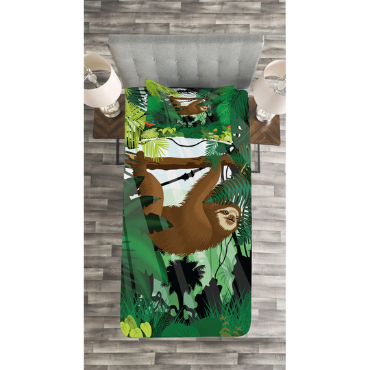 Adelinda Green/Brown Bedspread Set with Pillow Sham