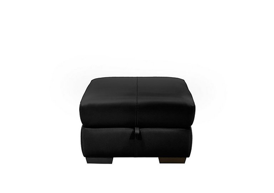 Elixir Leather Storage Footstool - Black- World of Leather