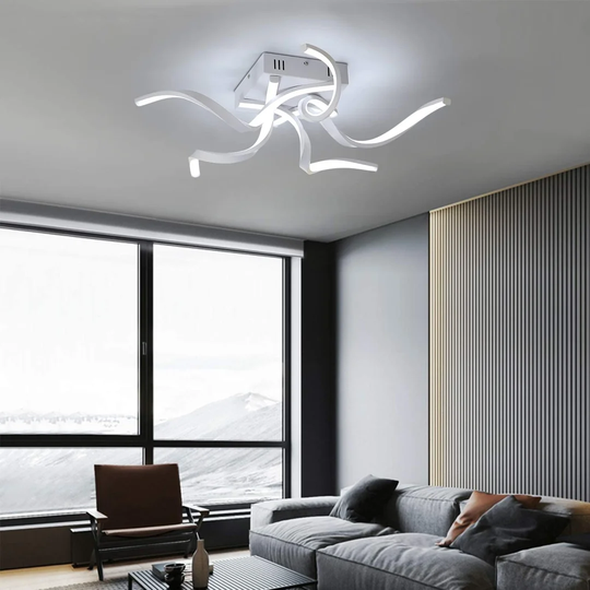 Ivy Bronx Ceiling Light LED Ceiling Lamp Living Room White Dimmable 48W 65CM Wavy Modern Design Bedroom Lamp Living Room Lamp Kitchen Lamp Office Lamp