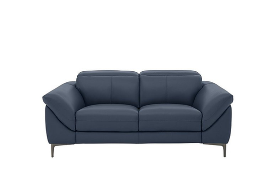 Galaxy 2 Seater Power Sofa with Power Headrests - Blue- World of Leather