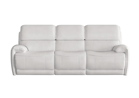Link 3 Seater Leather Power Recliner Sofa with Power Headrests - White- World of Leather