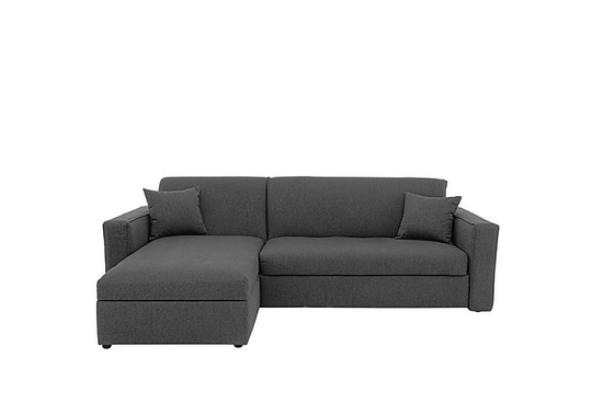 Versatile 2 Seater Fabric Chaise Sofa Bed with Storage with Box Arms - Grey
