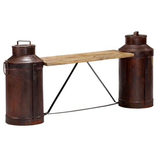 Milk Bottle Bench 150X33x64 Cm Solid Mango Wood