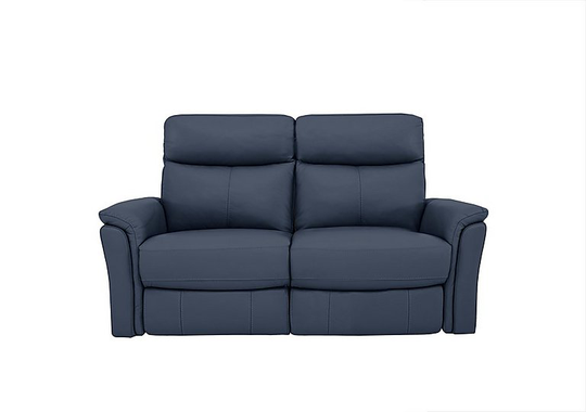 Compact Collection Piccolo 2 Seater Leather Static Sofa - Blue- World of Leather