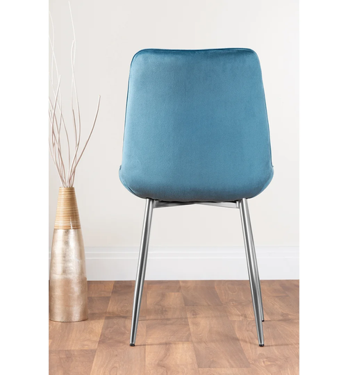 Velvet Modern Dining Chairs with Tapered Metal Legs & Quilted Diamond Stitching