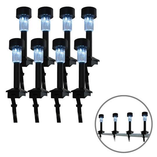 Hotevilla-Bacavi Black Low Voltage Solar Powered Integrated LED Pathway Lights Pack