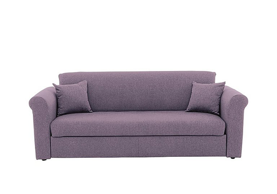 Versatile 3 Seater Fabric Sofa Bed with Scroll Arms - Purple