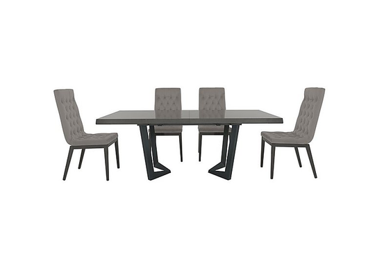 Palazzo 200cm Extending Dining Table in Silver Birch with 4 Capitonne Buttoned Dining Chairs