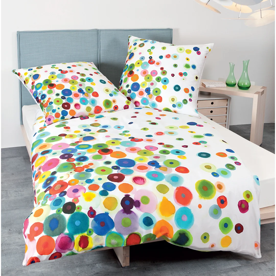Modern Art Blue/White/Green Cotton 125 TC Reversible Duvet Cover Set
