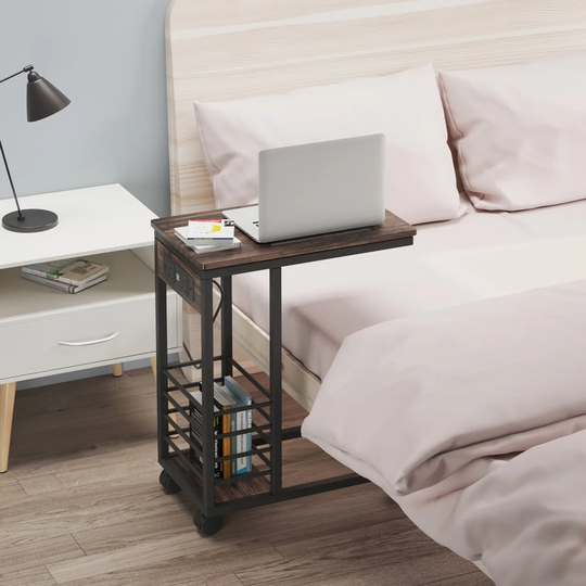 Agarita Wheel End Table Built-In Outlets