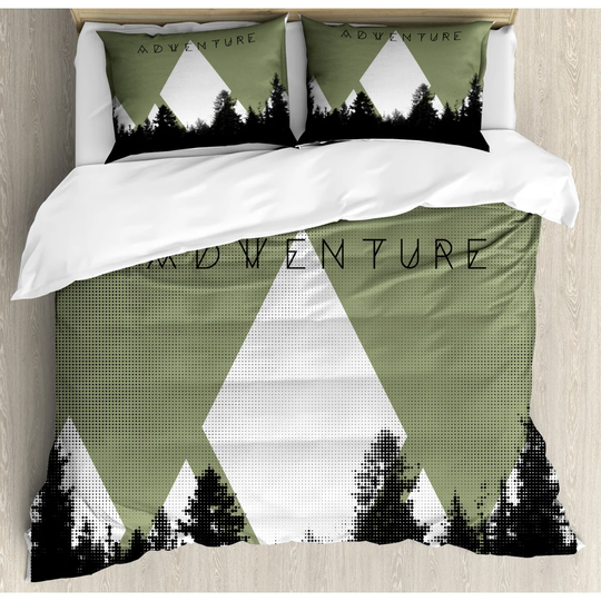 Jaidyn Army Green/Black/White Microfiber 350 TC Modern & Contemporary Duvet Cover Set