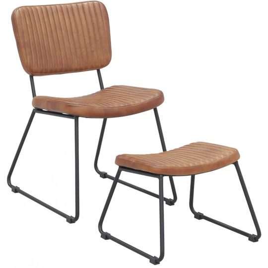 Iversen Leather Side Chair and Footstool
