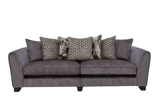 Ariana 4 Seater Fabric Pillow Back Sofa - Grey