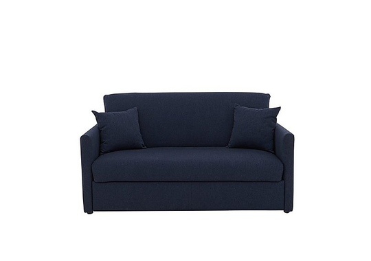 Versatile Small 2 Seater Fabric Sofa Bed with Slim Arms - Blue