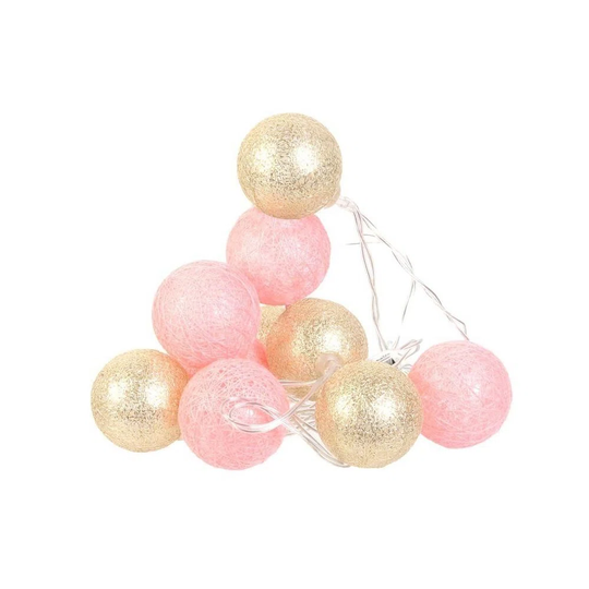 String Of Light Colored Balls 10 LED 1.92 M Pink, Gold
