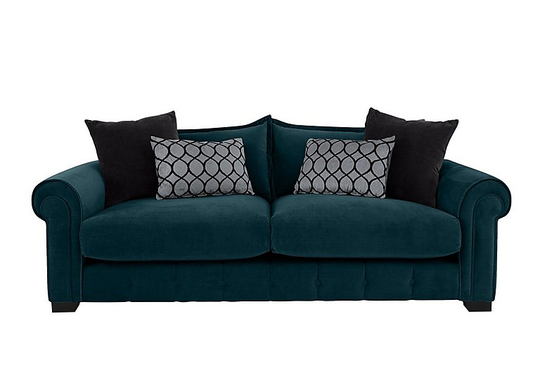 Alexander and James - Sumptuous 4 Seater Fabric Sofa - Teal