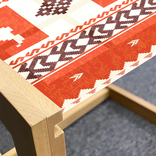 Ethnic Coffee Table, South American Traditional Ornaments With Llama And Folk Motifs, Acrylic Glass Center Table With Wooden Frame For Offices Dorms B
