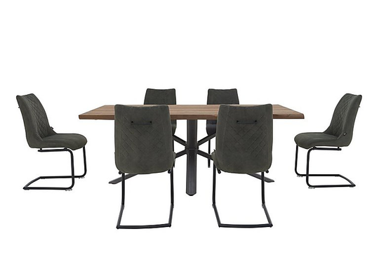 Habufa - Philadelphia Dining Table and 6 Dining Chairs - 200-cm - Green
