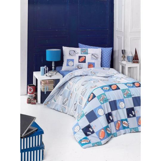 Spohn Blue/Orange/White Duvet Cover Set