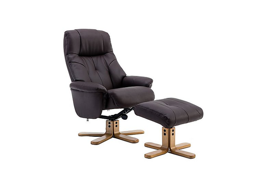 Muscat Faux Leather Swivel Recliner Chair and Footstool